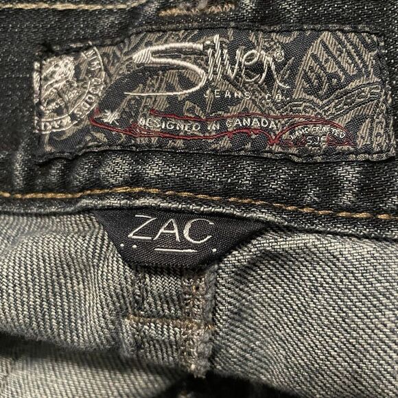 Silver ZAC Jeans Mens 34 Blue Relaxed Fit Straight Leg Whiskered Med Wash - Picture 7 of 9